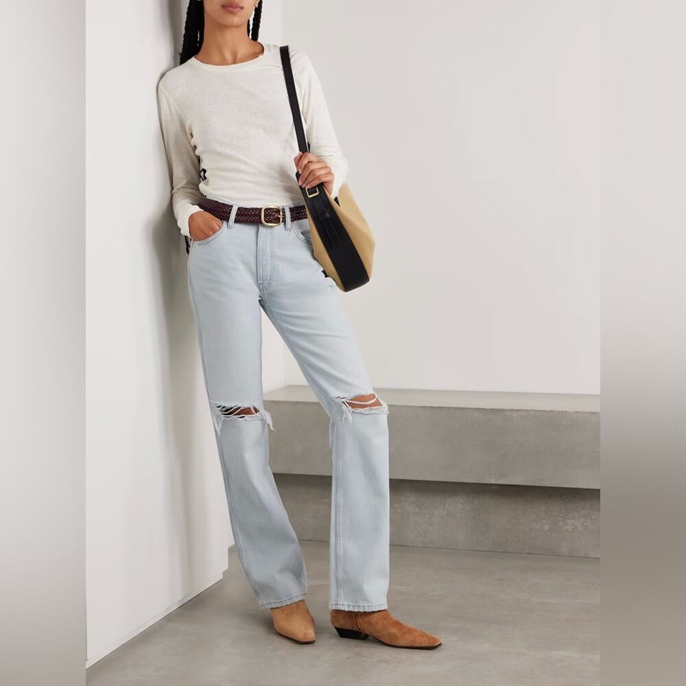 $295 Re/Done 90s High Rise Loose Bleach Destroy - 25 - Picture 2 of 15
